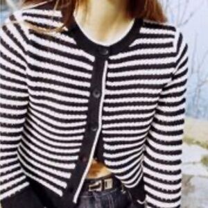 Zara Monochrome Striped Cardigan